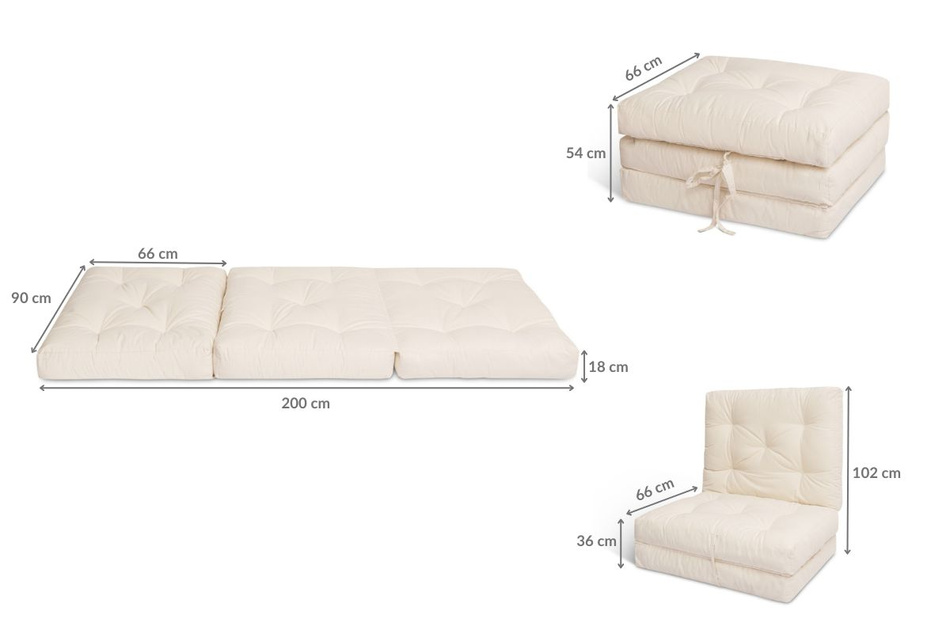 Matelas Pliable 90x200 - Futon Flex Natural - Pascall Jaune