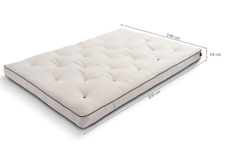 Matelas 140x200 naturel - Futon Slim Natural Kedro - Pascall Lin