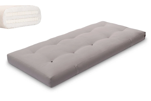 Gris \ Coton non tissé + 2 x 3 cm de couche de latex \ 90x200 cm