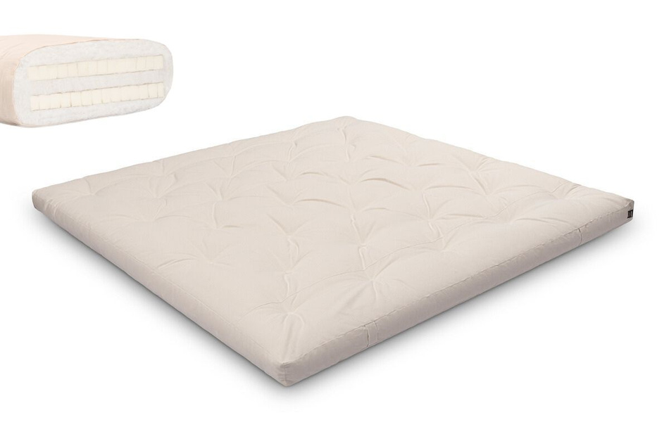 Matelas 200x200 naturel avec latex - Futon Slim Duo Latex - Pascall Ecru