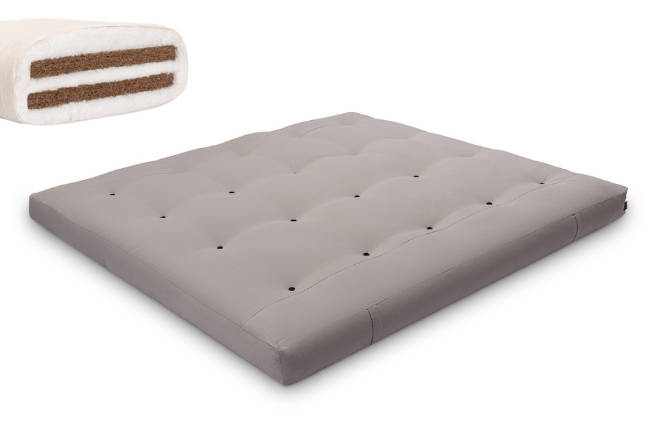 Matelas 140x200 naturel avec coco - Futon Medium Duo Coco - Pascall Gris