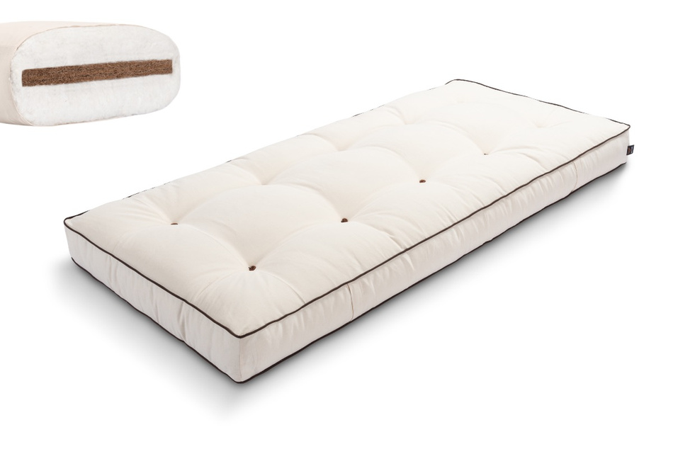 Matelas 90x200 naturel avec coco - Futon Medium Coco - Pascall Kedro Ecru