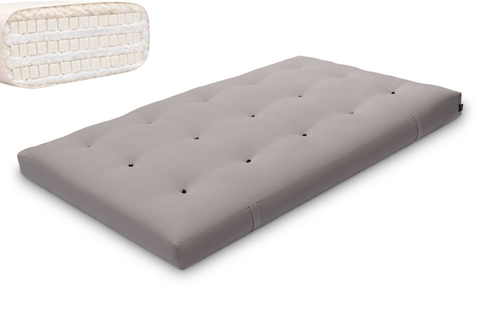 Matelas 120x200 naturel avec latex - Futon Comfort Trio Latex Wool - Pascall Gris