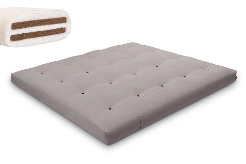 Gris \ Coton non tissé + 2 x 3 cm de couche de noix de coco \ 140x200 cm