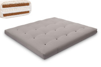 Matelas 180x200 naturel avec de la laine, latex et 2x coco - Futon Comfort Wool Hard - Pascall Gris