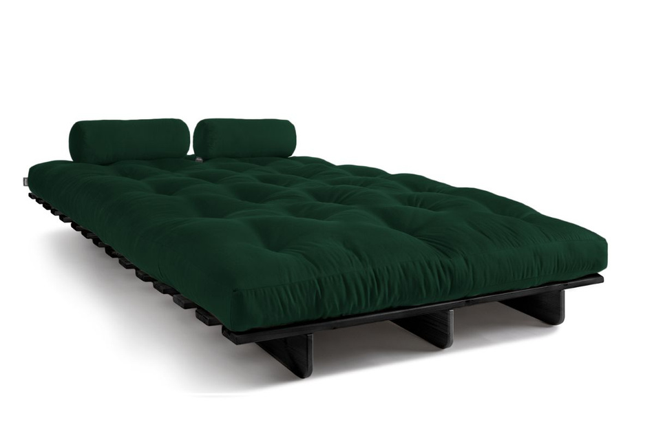 Canapé lit 140x200 - Slim Comfort Black - Pascall Futon Vert Bouteille