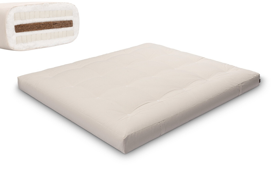 Matelas 180x200 naturel avec coco et 2x latex - Futon Comfort Relax - Pascall Ecru