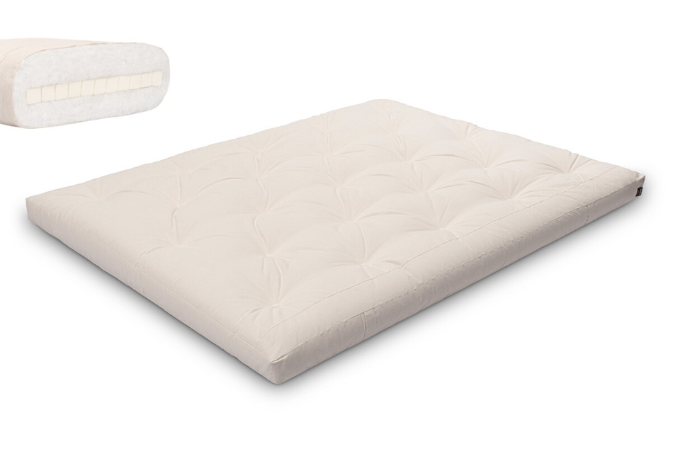 Matelas 160x200 naturel avec latex - Futon Slim Latex - Pascall Ecru