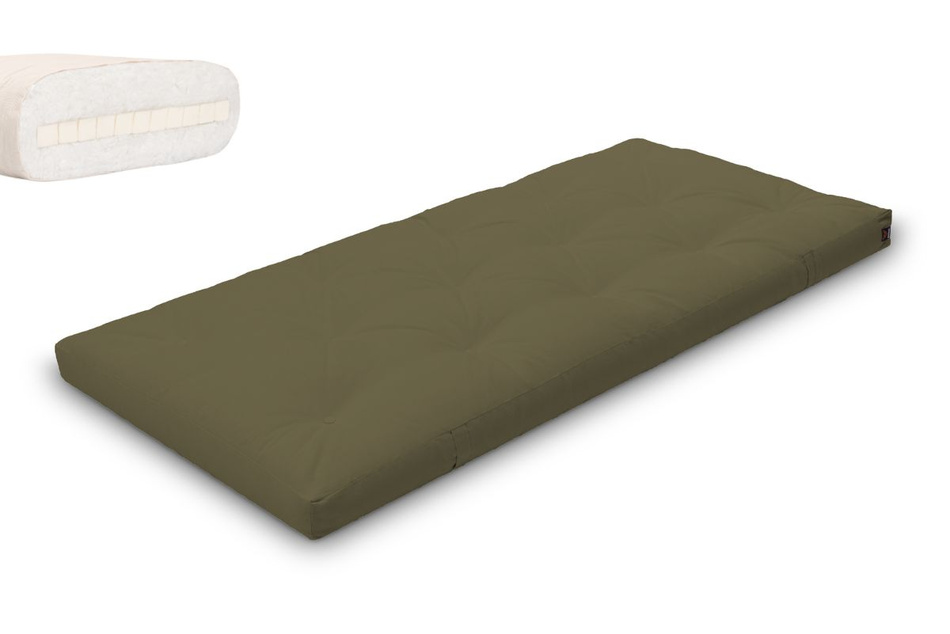 Matelas 90x200 naturel avec latex - Futon Slim Latex - Pascall Kaki