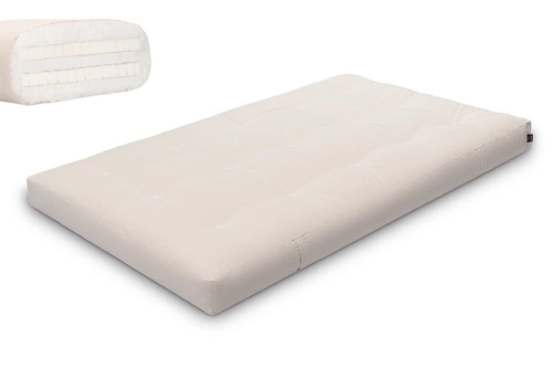 Ecru \ Coton non tissé + 2 x 3 cm de couche de latex \ 120x200 cm