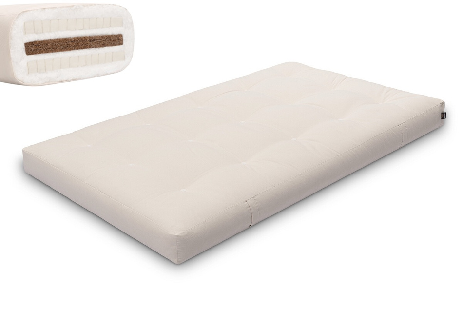 Matelas 120x200 naturel avec coco et 2x latex - Futon Comfort Relax - Pascall Ecru