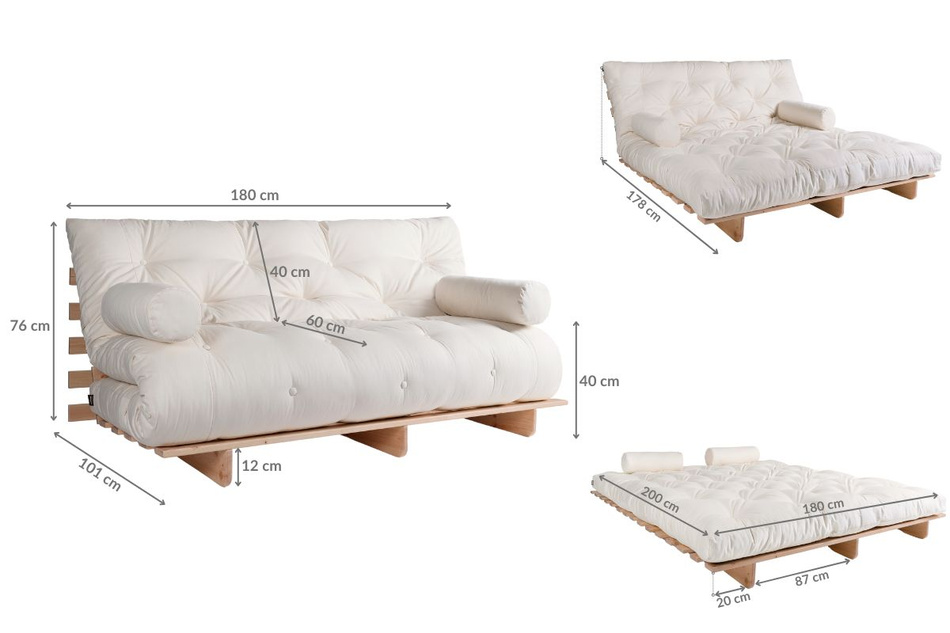 Canapé de jardin 180×200 cm dépliable – Freedom Classic – Pascall Futon Beige