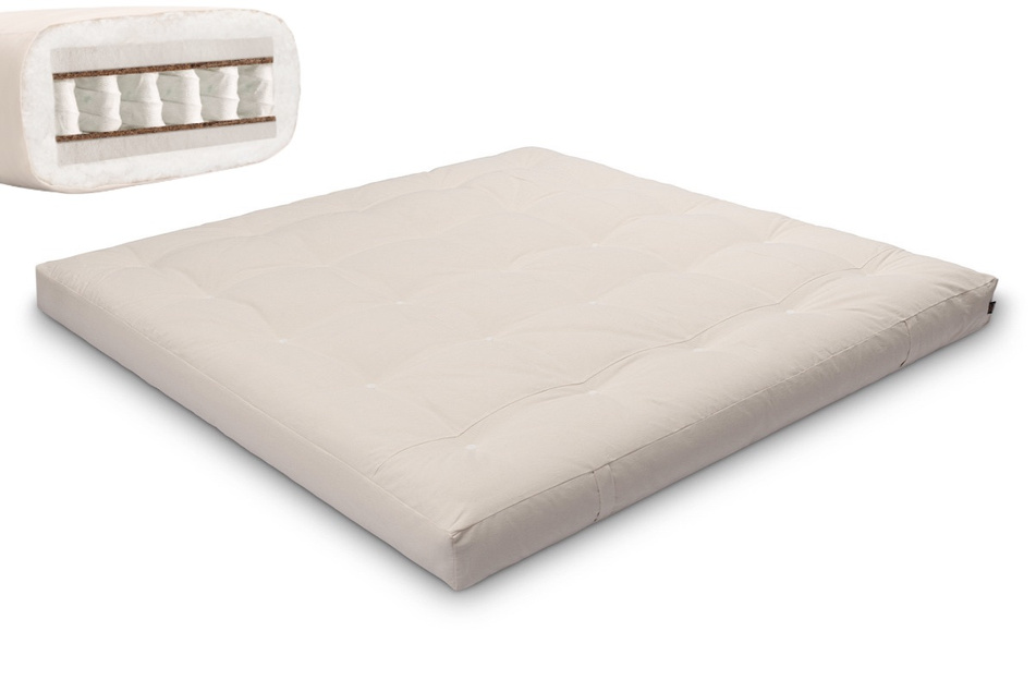 Matelas 200x200 naturel - Futon Hybrid Pocket H4 - Pascall Ecru