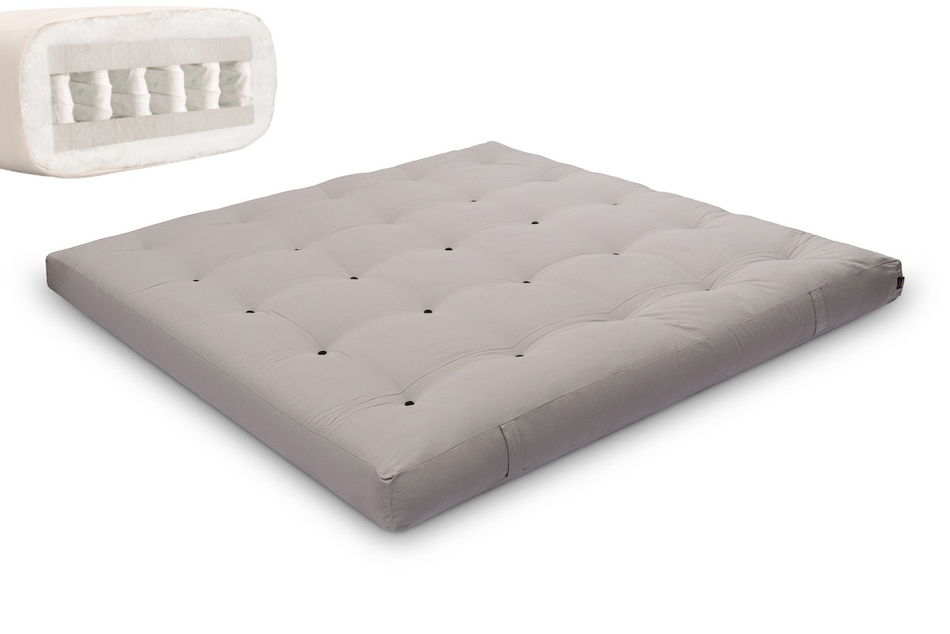 Matelas 200x200 naturel - Futon Hybrid Pocket H3 - Pascall Gris