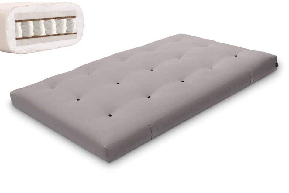 Matelas 120x200 naturel - Futon Hybrid Pocket H4 - Pascall Gris