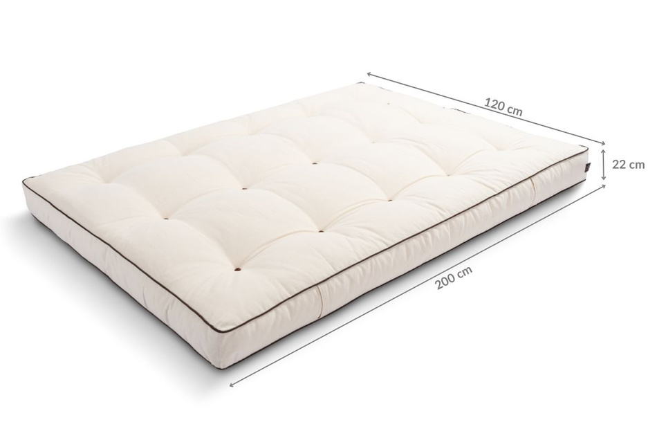 Matelas 120x200 naturel avec latex et 2x coco- Futon Comfort Relax Hard Kedro - Pascall Ecru