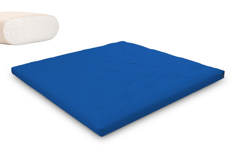 Matelas 200x200 naturel - Futon Slim Natural - Pascall Bleu