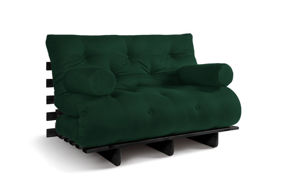 Canapé lit 120x200 - Slim Basic Black - Pascall Futon Vert Bouteille