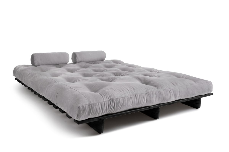 Canapé lit 160x200 - Slim Basic Black - Pascall Futon Gris Clair