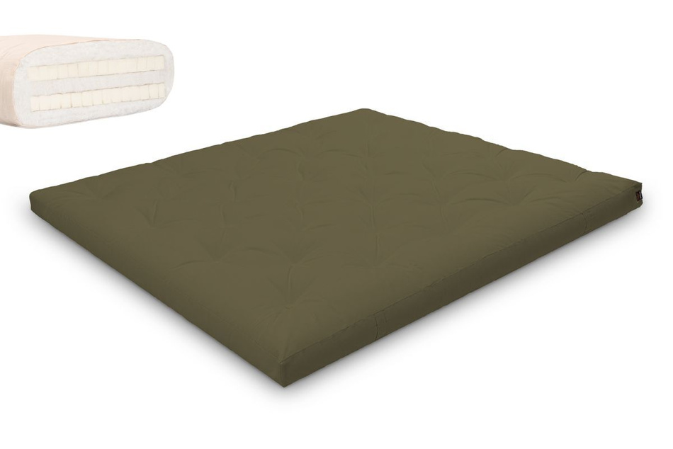 Matelas 180x200 naturel avec latex - Futon Slim Duo Latex - Pascall Kaki