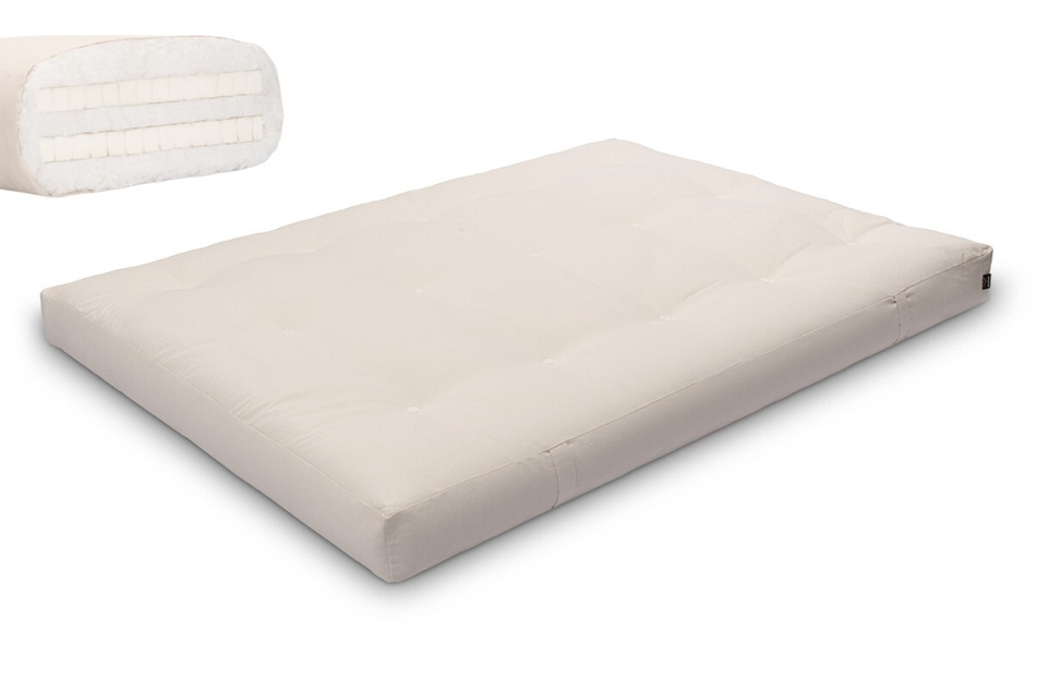 Matelas 140x200 naturel avec latex - Futon Medium Duo Latex - Pascall Ecru