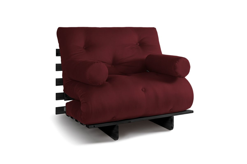 Canapé lit 90x200 - Slim Comfort Black - Pascall Futon Bordeaux
