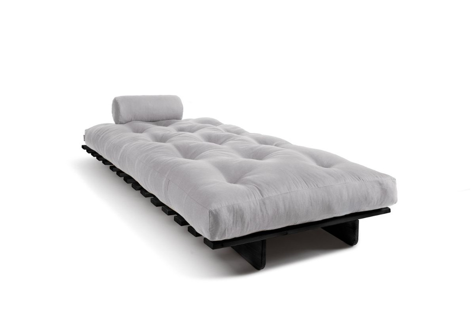 Canapé lit 90x200 - Slim Comfort Black - Pascall Futon Gris Clair