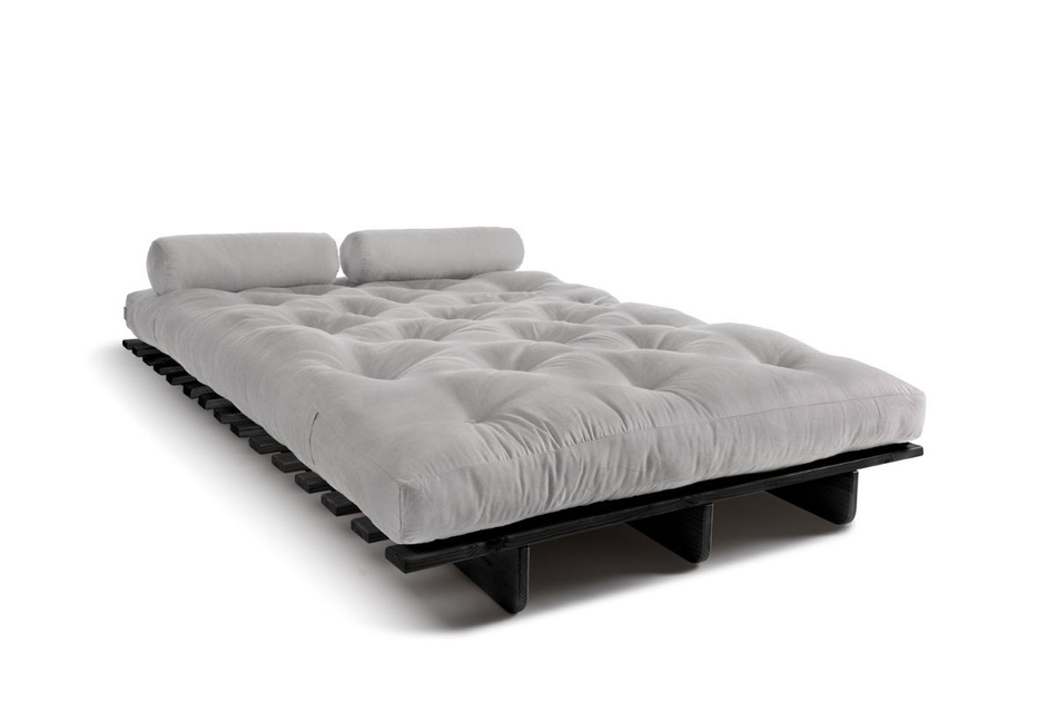 Canapé lit 120x200 - Slim Comfort Black - Pascall Futon Gris Clair
