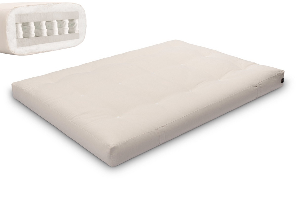 Matelas 140x200 naturel - Futon Hybrid Pocket H3 - Pascall Ecru