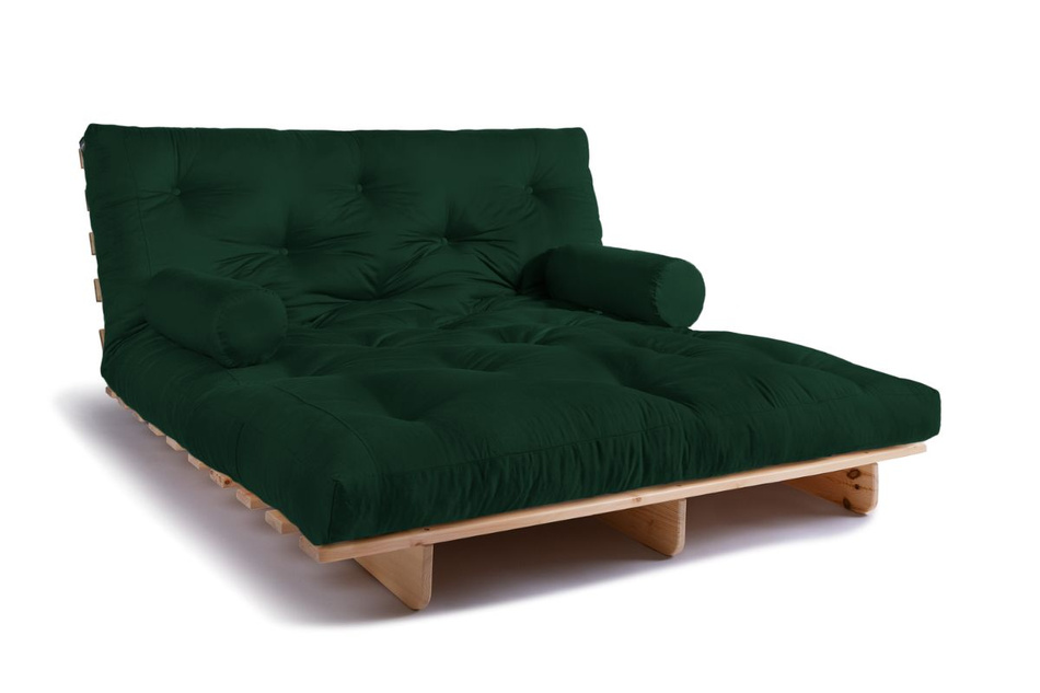 Canapé lit 160x200 - Slim Basic Classic - Pascall Futon Vert Bouteille