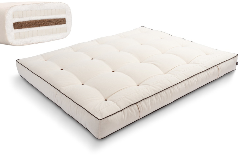 Matelas 180x200 naturel avec coco et 2x latex - Futon Comfort Relax Kedro - Pascall Ecru