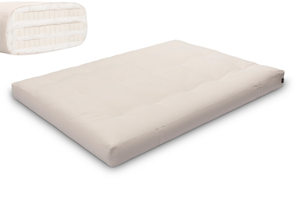 Matelas 140x200 naturel avec latex - Futon Comfort Trio Latex - Pascall Ecru