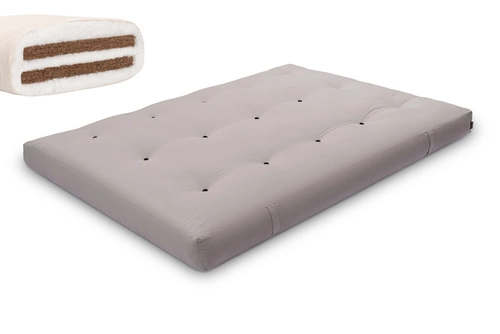 Gris \ Coton non tissé + 2 x 3 cm de couche de noix de coco \ 160x200 cm