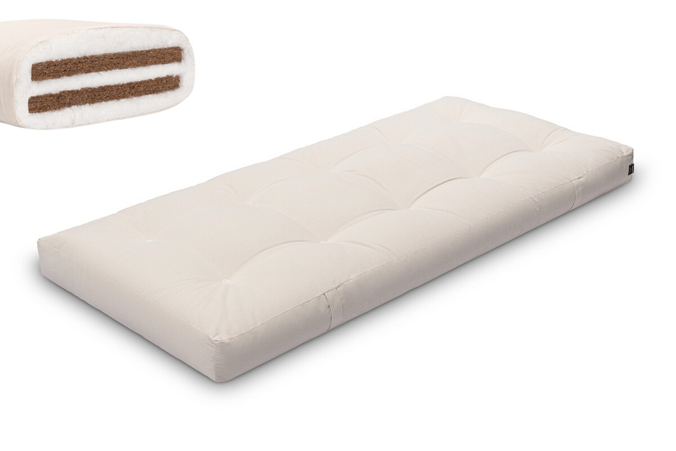 Matelas 90x200 naturel avec coco - Futon Medium Duo Coco - Pascall Ecru