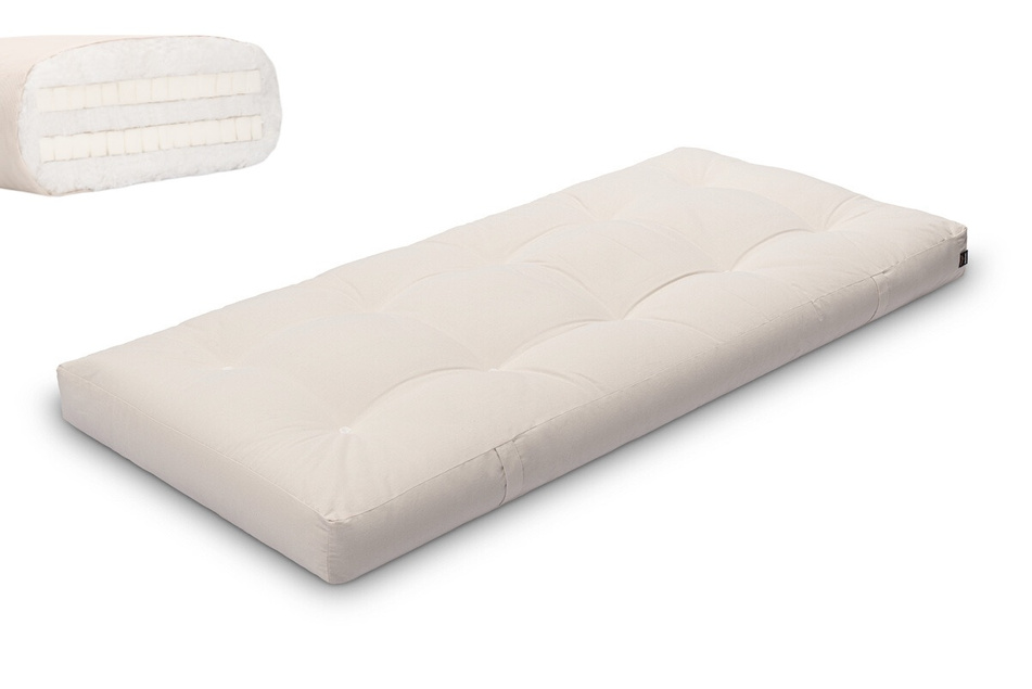 Matelas 90x200 naturel avec latex - Futon Medium Duo Latex - Pascall Ecru