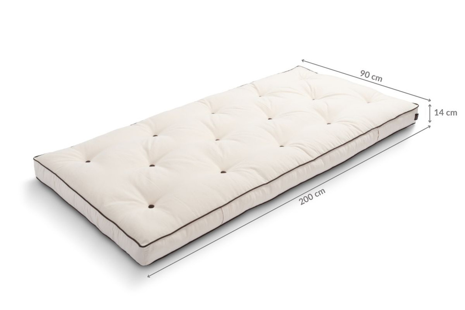 Matelas Futon 90x200 naturel avec latex - Slim Duo Latex Kedro - Pascall Ecru