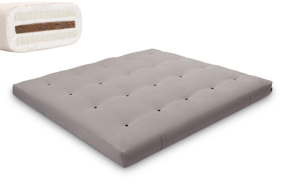 Matelas 180x200 naturel avec coco et 2x latex - Futon Comfort Relax - Pascall Gris