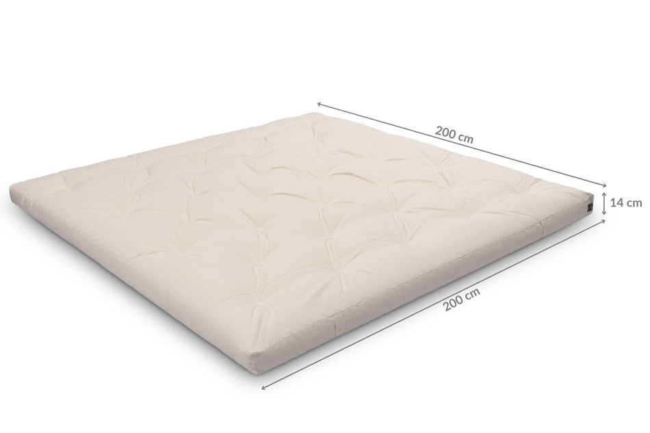 Matelas 200x200 naturel avec latex - Futon Slim Latex - Pascall Bleu