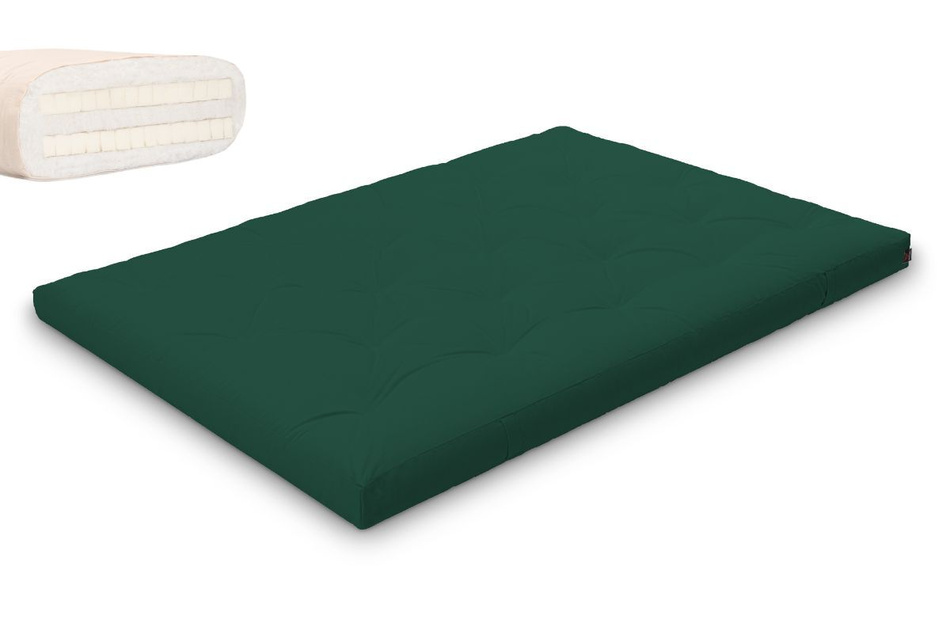 Matelas 140x200 naturel avec latex - Futon Slim Duo Latex - Pascall Vert Bouteille