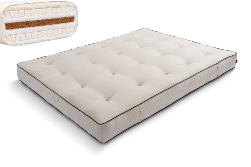 Matelas 180x200 naturel avec de la laine, coco et 2x latex - Futon Comfort Wool Kedro - Pascall Lin