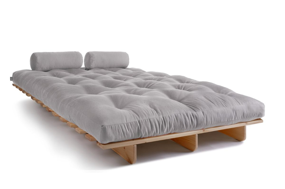 Canapé lit 140x200 - Slim Comfort Classic - Pascall Futon Gris Clair
