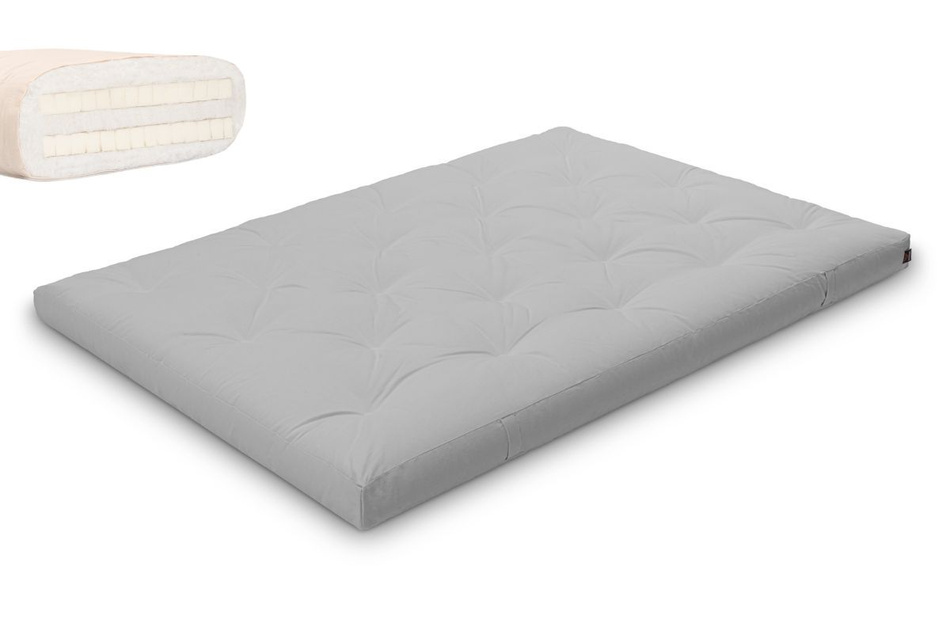 Matelas 140x200 naturel avec latex - Futon Slim Duo Latex - Pascall Gris Clair