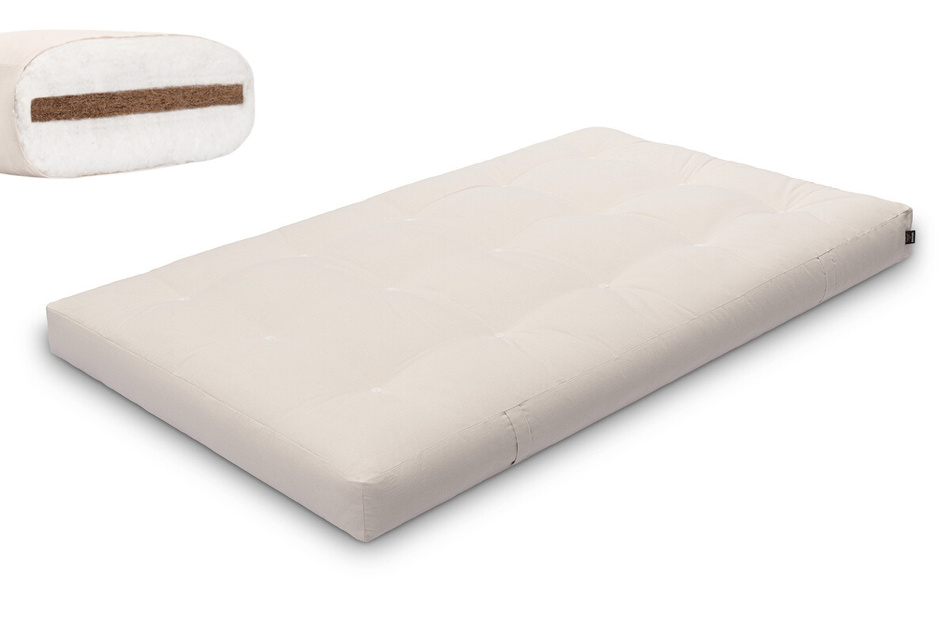 Matelas 120x200 naturel avec coco - Futon Medium Coco - Pascall Ecru