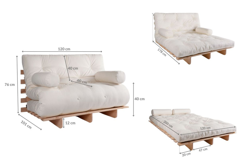 Canapé lit 120x200 - Slim Exclusive Black - Pascall Futon Blue Marine