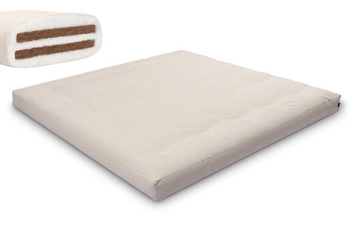 Ecru \ Coton non tissé + 2 x 3 cm de couche de noix de coco \ 200x200 cm