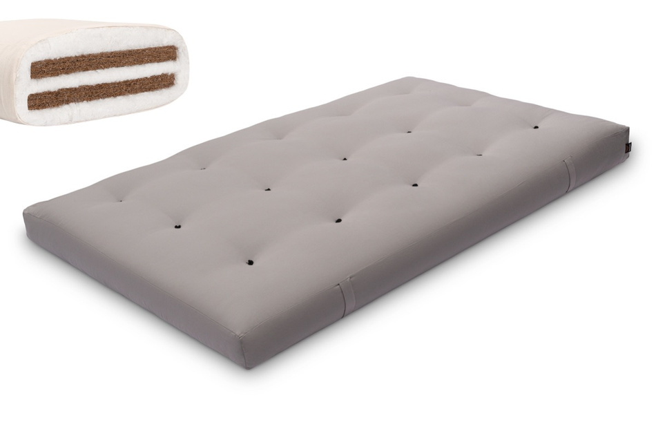 Matelas 120x200 naturel avec coco - Futon Medium Duo Coco - Pascall Gris