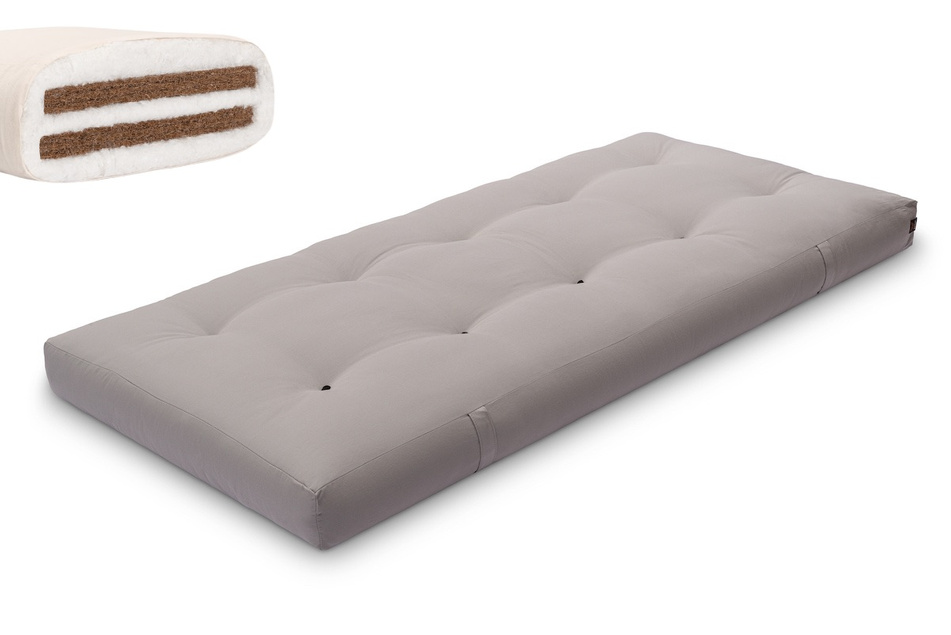 Matelas 90x200 naturel avec coco - Futon Medium Duo Coco - Pascall Gris