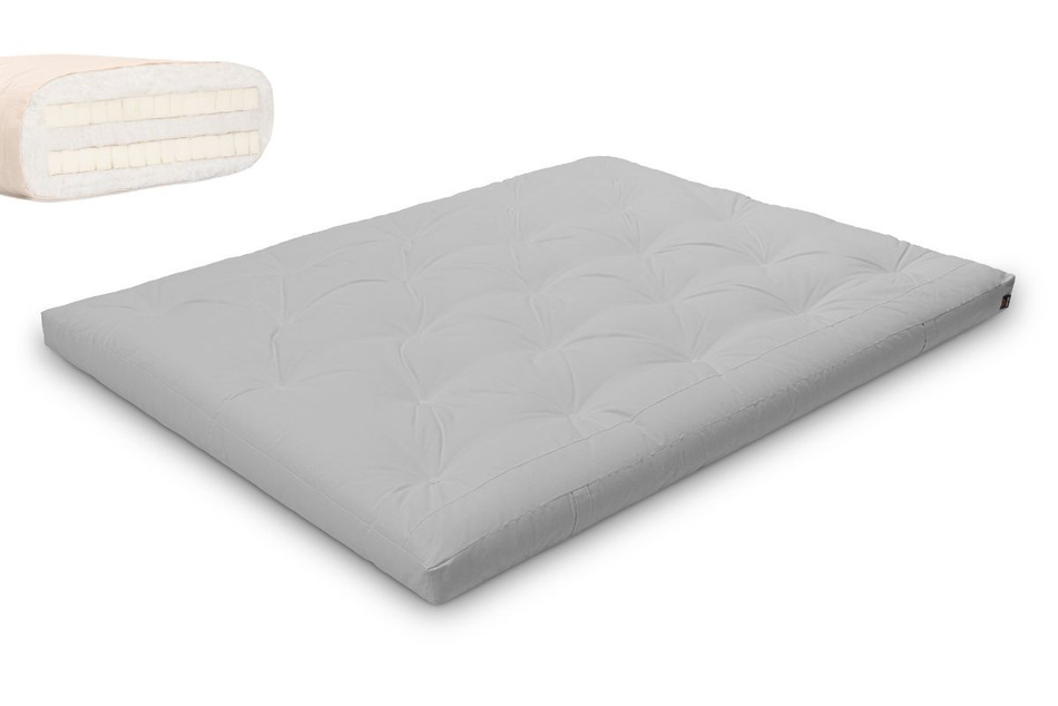 Matelas 160x200 naturel avec latex - Futon Slim Duo Latex - Pascall Gris Clair