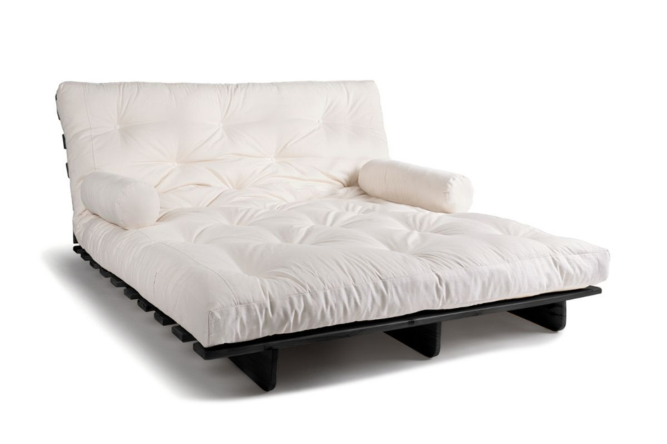 Canapé lit 160x200 - Slim Comfort Black - Pascall Futon Ecru