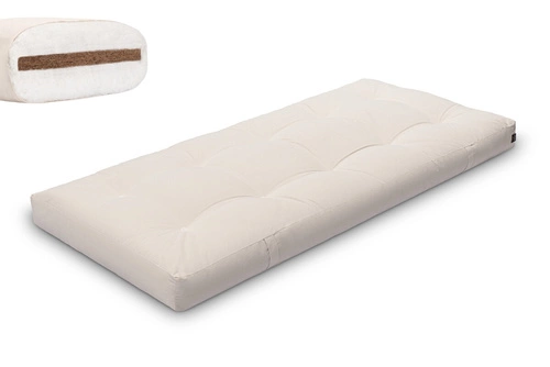 Ecru \ Coton non tissé + 3 cm de couche de noix de coco \ 90x200 cm